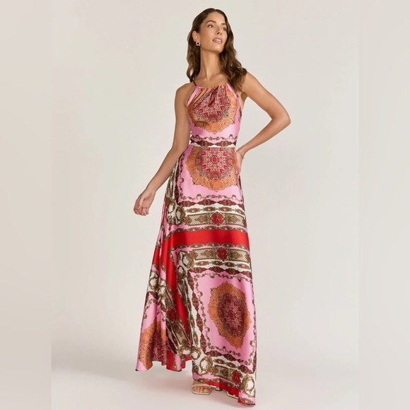 Aakaa Dresses & Skirts - Aakaa Pink and Red Patterned Maxi Dress NWOT